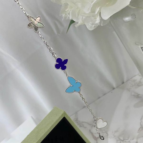 Роскошный бренд клевер дизайнерские браслеты ювелирные изделия серебро синий камень бабочка любовь сердце звезда цветы ограниченный выпуск браслет браслет подарок на день Святого Валентина