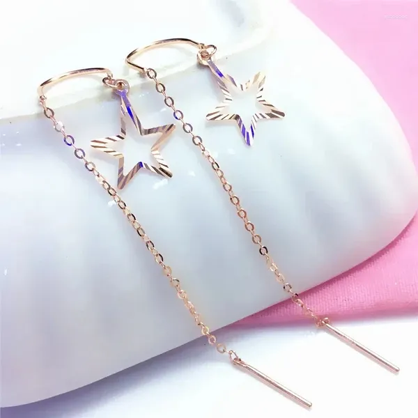 Orecchini pendenti in oro viola brillante con stelle 585 per le donne Gioielli da sposa alla moda e delicati placcati in rosa 14K