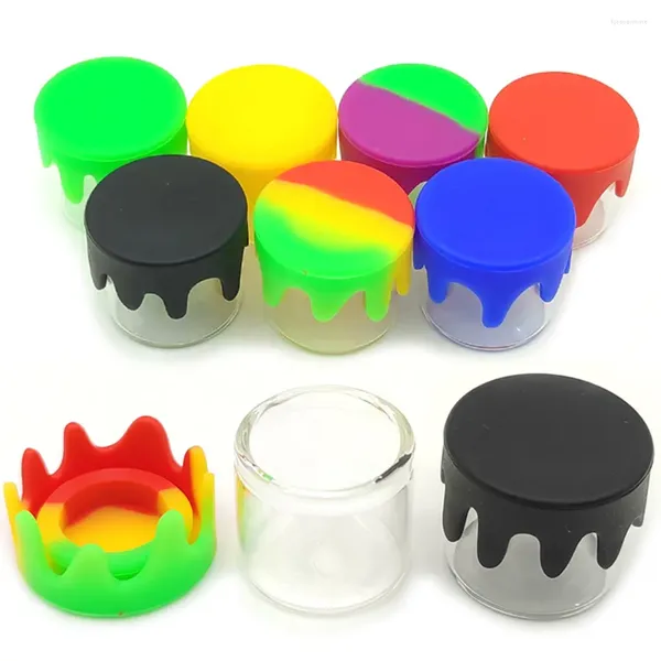 Garrafas de armazenamento 20pcs 5ml frascos de vidro de cera personalizados com tampa de silicone capa recipiente de cozinha caixa acessórios para fumar caso jar garrafa