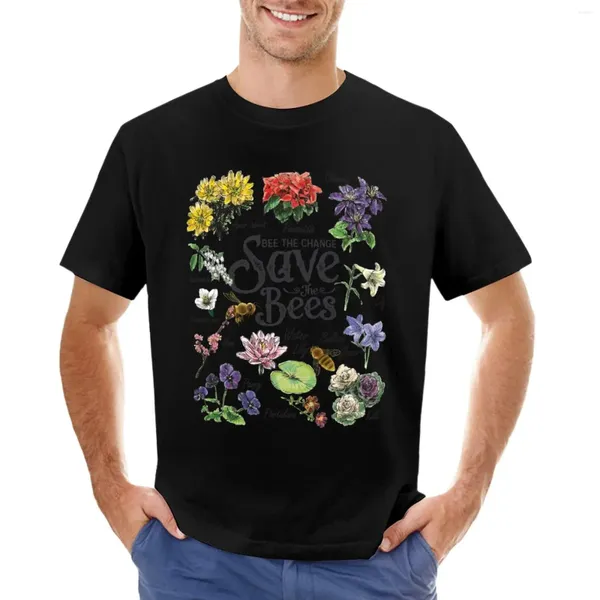 Herren-Poloshirts Save The Bees Flowers Honey Bee Decline Clipart T-Shirt Anime-Kleidung, süße Tops, T-Shirts für Männer