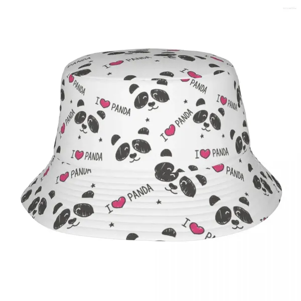 Berets Niedliche Panda Cartoon Tier Bob Hut Für Frauen Sommer Reise Sonne Streetwear Leichte Outdoor Fisherman Cap Ispoti