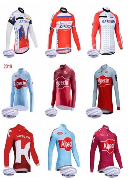 KATUSHA Team велосипедный трикотаж зимняя одежда для велоспортаciclismo maillot MTB одежда для верховой езды топы Велоспорт Зимний термофлисовый трикотаж312855947