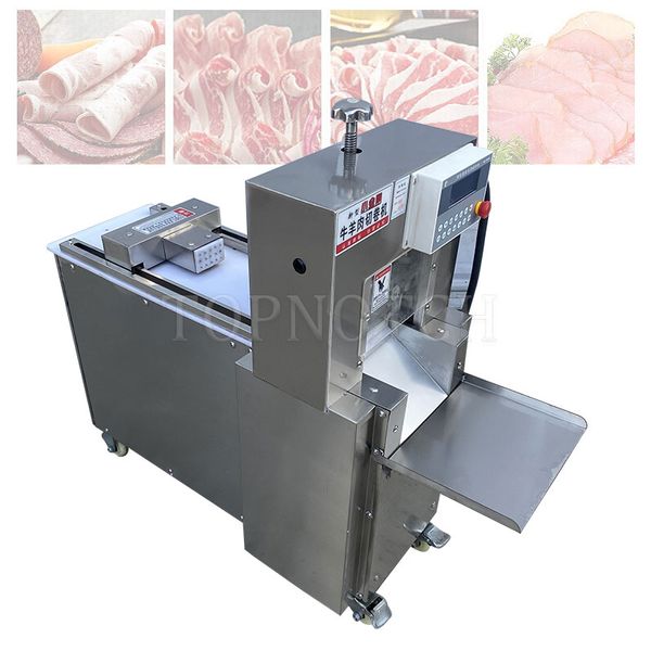 A máquina de corte CNC para rolo de carne pode cortar todos os tipos de rolos de fatiador de carne congelada