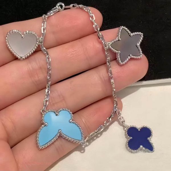 Luxusmarke Klee Designer-Armbänder Schmuck Silber Blau Stein Schmetterling Liebe Herz Stern Blumen Armreif in limitierter Auflage Valentinstag Weihnachtsgeschenk