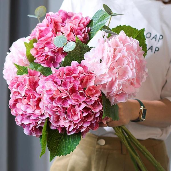 Декоративные цветы розовая искусственная гортензия для украшений Реалистичные филиалы