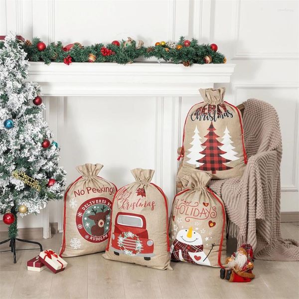 Рождественские украшения, 4 шт., мешки Санта-Клауса, подарочная упаковка на шнурке, 27 х 20 дюймов, большое хранилище, персонализированные многоразовые оптовая продажа XB