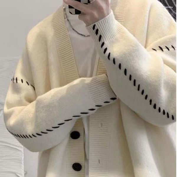 Maglioni da uomo Maglione cardigan con scollo a V autunno uomo Uomo Donna Streetwear Stile sciolto pigro Giacca di maglieria vintage coreana Marchio di moda