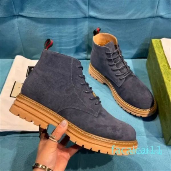 2023-Winter Marke Männer Melone Stiefeletten Sohle Wildleder Braun beige Kleid Hochzeit Party Martin Booties Gentleman Motorrad Bottes