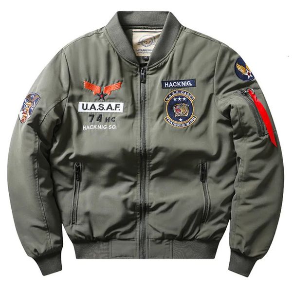 Männer Jacken Winter Bomber Jacke Ma1 Air Force Pilot Casual Männer Dicke Samt Mantel Männlich Grün Blau Khaki Oberbekleidung 231023