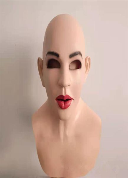 Máscara feminina realista para cosplay, dia das bruxas, feita à mão, rosto inteiro, máscara crossdress9800357