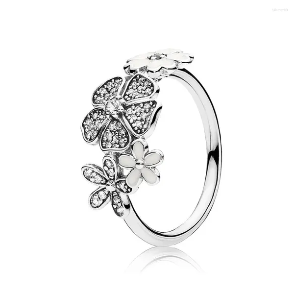 Anelli a grappolo Autentico anello di moda con bouquet scintillante in argento sterling 925 per gioielli fai da te regalo da donna