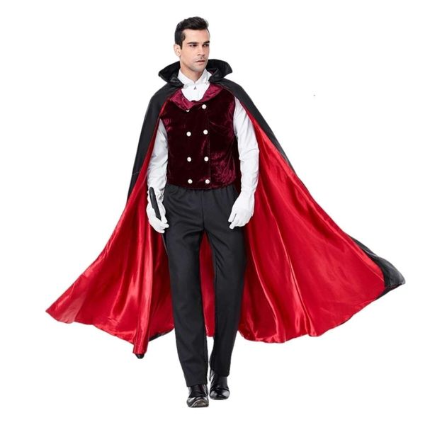 Halloween-Kostüm für Damen, Designer-Cosplay-Kostüm, Halloween-Kostüm für männliche Vampire, Schloss Dracula, Kreuzkleid, Spieluniform