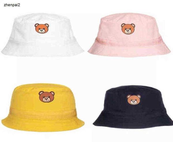 Chapéu de sol de verão de luxo para o bebê bonito pequeno urso impressão crianças balde chapéu primavera menina e meninos pescador chapéus crianças protetor solar bonés