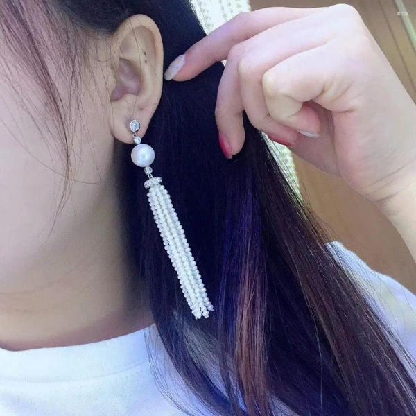 Baumelnde Ohrringe Unique Pearls Jewellery Store 2 mm–12 mm runder Strass-Perlenweißer echter Süßwasser-Ohrring für Frauen