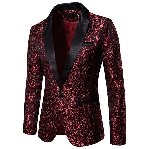 Abiti da uomo Blazer Oro Jacquard Bronzing Floral Blazer Suit Uomo Blazer a bottone singolo Giacca Abito da sposa Party Stage Cantante Costume 231021