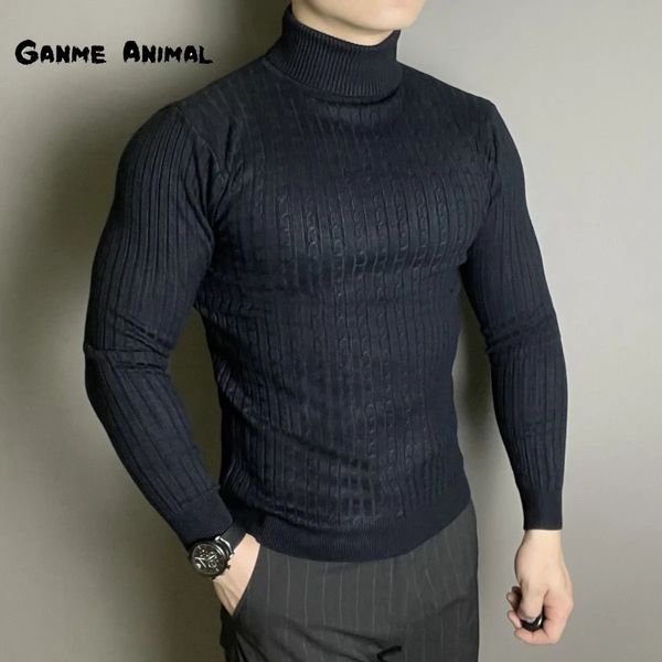 Erkek Sweaters Winte Erkekler Rollneck Örgü Keep Men Jumper Örgü Yünlü Yavurucu Sıcak Kazak Sıradan Greploverr Katlar Örgü Sweater 231023