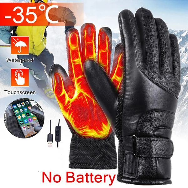 Gants de cyclisme hiver électrique chauffé sans batterie USB chauffe-mains chauffage vélo thermique écran tactile moto étanche 231023