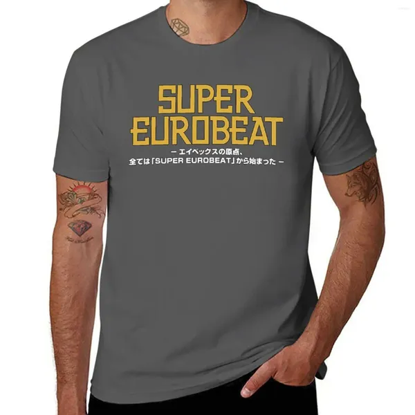 Herren Polos Super Eurobeat T-Shirt Schwergewicht T-Shirts Einfarbige T-Shirts für Männer Baumwolle