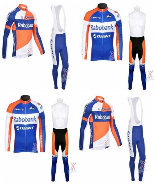 Set di pantaloni con bretelle in jersey a maniche lunghe da ciclismo su misura del team RABOBANK Vendi attrezzatura da ciclismo per sport all'aria aperta MTB 10222505637972