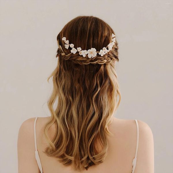 Saç klipleri el yapımı zarif seramik çiçek tarakları kadınlar için parti tiara aksesuarları gelin düğün başı süslemeler şapka ml