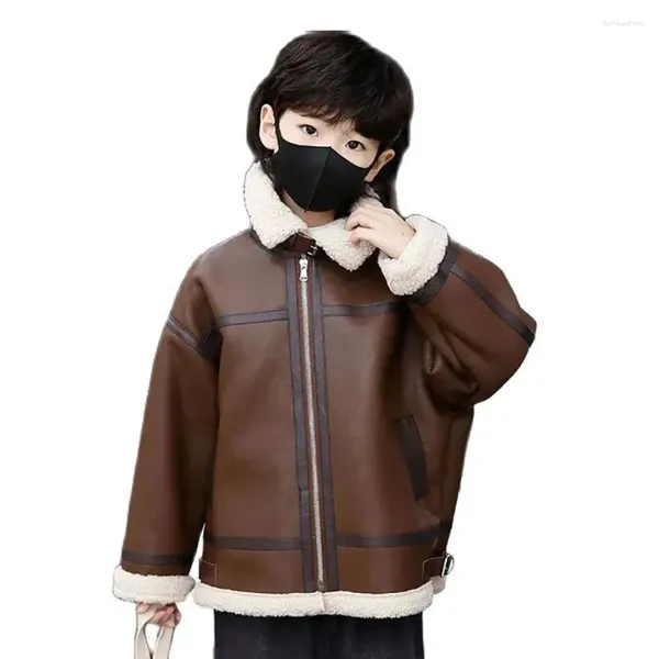 Jacken Jungen Lederjacke Oberbekleidung Einfarbig Mantel Junge Casual Stil Teenager Kinder Kleidung Für