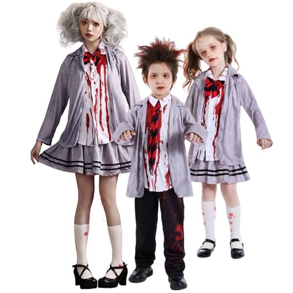 Cadılar Bayramı Kostümleri Kadın Tasarımcı Cosplay Costume Cadılar Bayramı Kostüm Korku Zombi Akademisi Gri Öğrenci Vampir Cosplay Sahne Performansı Zombi Giyim