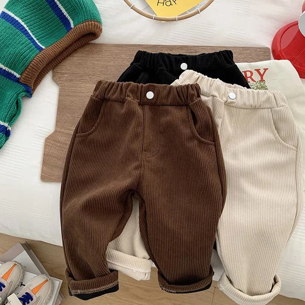 Pantaloni invernali per bambini Pantaloni per bambini Addensare caldi pantaloni di velluto a coste Pantaloni casual in pile per ragazzi e ragazze 231023