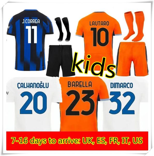 Maglie da calcio per bambini Inters 23 24 LAUTARO THURAM BARELLA bambini Maglia da calcio Maglia da bambino uniforme