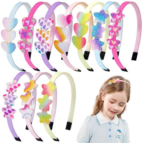 Acessórios de cabelo moda menina brilhando estrela hairband headbands arco colorido amor hairbands para mulheres meninas presentes