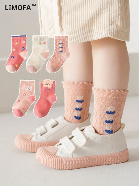 Детские носки LJMOFA, 5 пар детских носков для маленьких девочек, теплые хлопковые детские носки с рисунком из мультфильма, простые эластичные носки для детей 1–12 лет C165D 231023