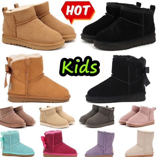 Stivali per bambini Kid Tasman Pantofole Bambino Australia Scarponi da neve Scarpe per bambini Inverno Classico Ultra Mini Neonati maschi Stivaletti alla caviglia Bambino Pelliccia scamosciata 1747