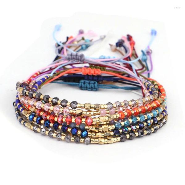 Charme Armbänder Miyuki Glas Rocailles Funkelnden Kristall Einstellbar Sommer Surf Armband Frauen Mädchen 2023 Mode Perlen String Schmuck Geschenk