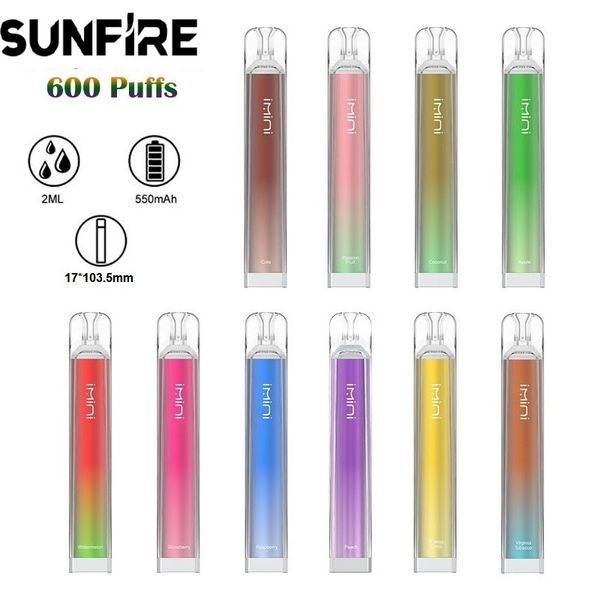 Großhandel Einweg 600 Puffs Bar Vape Pen LED E-Zigarette Stift 2ml RGB Leuchtt leuchtende Einweg-Vape mit 0% 2% 5% Nikotin Vaporizer