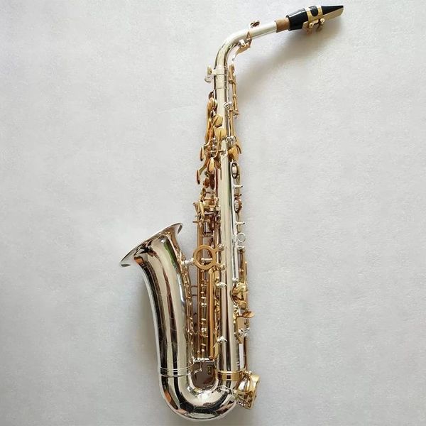 Nuovo sassofono contralto professionale E-tune placcato in oro bianco rame 037 sax contralto con struttura originale uno a uno profondamente scolpito