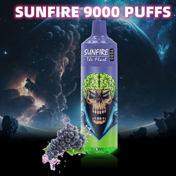 Sunfire 9000 Puff 9k одноразовые электронные сигареты 18 мл 3% 5% Перезаряжаемый 600 мАч аккумулятор Vape 9000 Puff Vaper