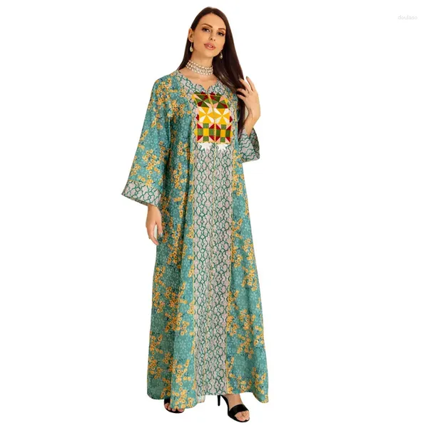 Abbigliamento etnico Medio Oriente Ricamo Jacquard Abaya Abito da sera Musulmano Dubai Abiti arabi per donna Abiti turchi a maniche lunghe