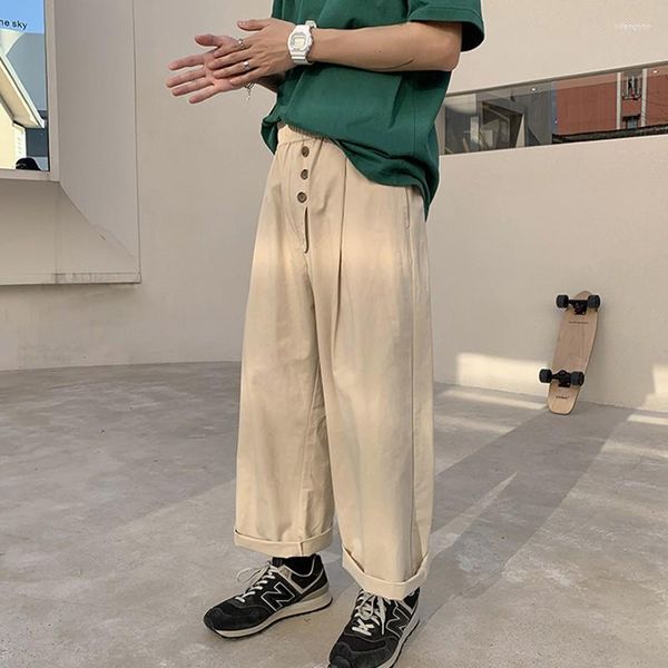 Pantaloni da uomo Uomo 2023 Primavera Estate Uomini giapponesi Pantaloni larghi Vita elastica Cotone Solido Casual Gamba larga Hip Hop Oversize Uomo