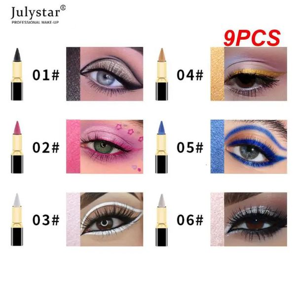 Eye Shadow 9 PCS Smoky Maquiagem Delineador Grosso Gel Caneta Preto Liner Creme Glitter Azul Lápis Mulheres Ferramentas de Beleza 231023