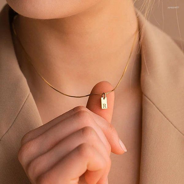 Anhänger Halsketten Initiale für Frauen vergoldet Buchstabe A-Z Halskette personalisiertes Namensschild trendiger Schmuck Weihnachtsgeschenk