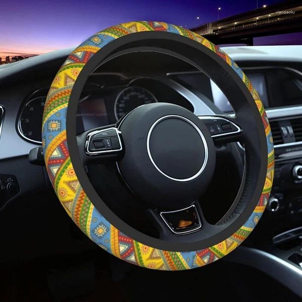 Lenkrad Deckung gelbe Bohemian Cover für Frauen Mädchen Boho Nicht-Schlupf-Autoschutz Neopren 15 Zoll Universal