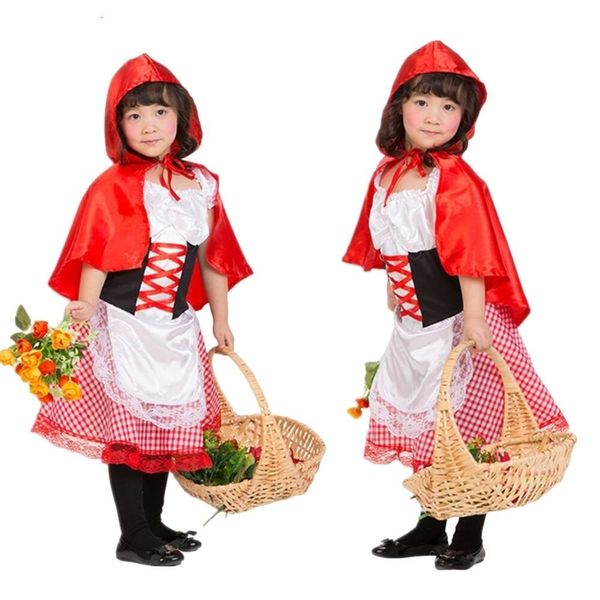 Costume cosplay di Natale Costume cosplay da donna Designer Costume di Halloween Ballo in maschera Piccolo cappello rosso Abito Mantello Costume da spettacolo per bambini