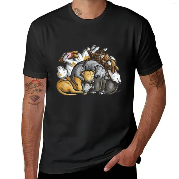 Herren-Poloshirts „Schlafender Haufen Staffordshire-Bullterrier“-T-Shirt, lustige T-Shirts für Männer