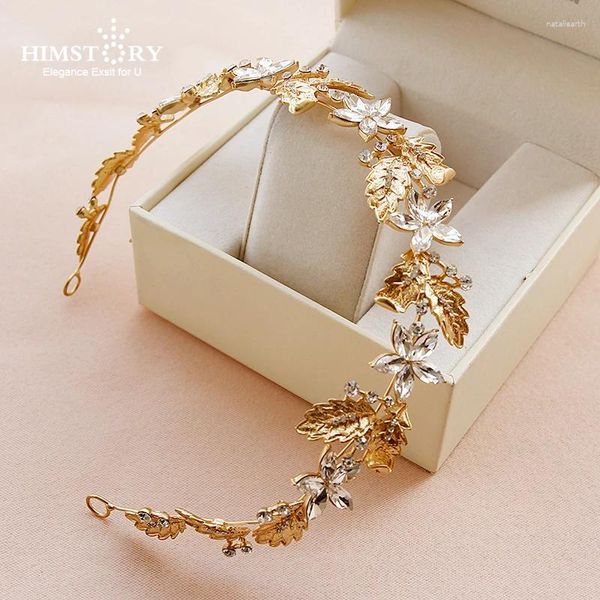 Grampos de cabelo Himstory Moda Acessórios de Casamento Folhas Europeias Noivas Hairbands Macio Nupcial Cristal Tiara Jóias