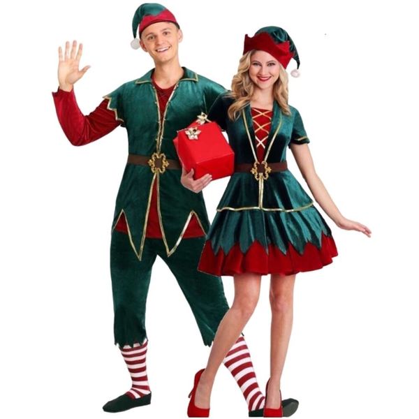 Cosplay traje de natal feminino designer cosplay traje casal roupas novo conjunto de roupas de natal santa solto e confortável