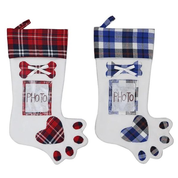 Köpek Pençe Noel Çorap Çorapları Noel Ağacı Süsler Çoraplar Fotoğraf Tutucu ile Noel Partisi Dekorasyonları BH4042