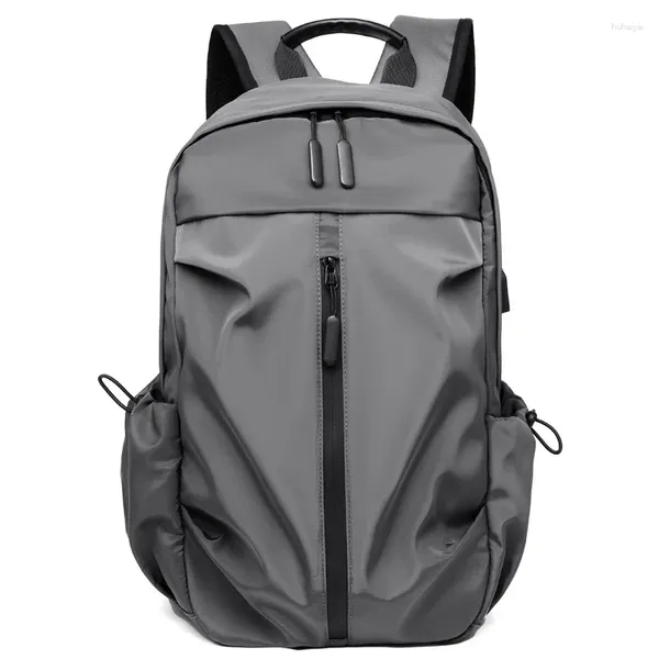 Backpack Men Waterproof Men Laptop Bag Backbag de lazer de lazer de cor pura simples de cor pura