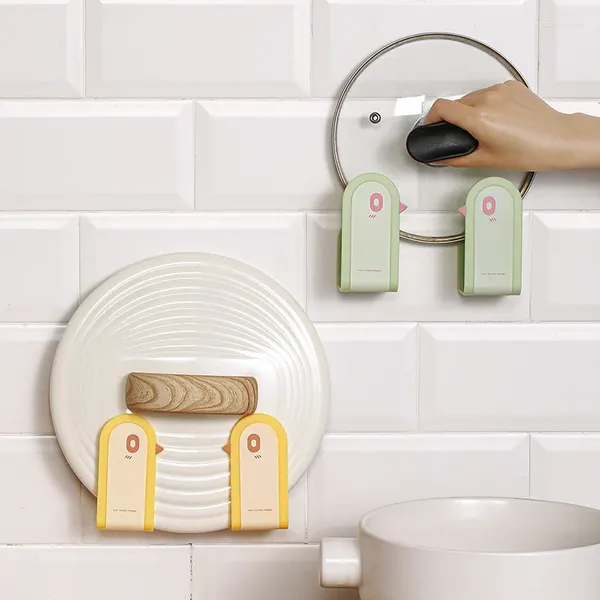 Portaoggetti da cucina a forma di uccello Porta coperchio per vaso da appendere a parete per organizer in plastica per coperchio della padella