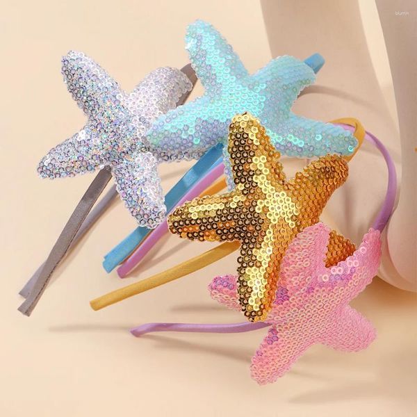 Acessórios de cabelo 1 pc cartoon starfish hoop para crianças lantejoulas brilhantes crianças faixa decorativa lazer vestir-se headwear