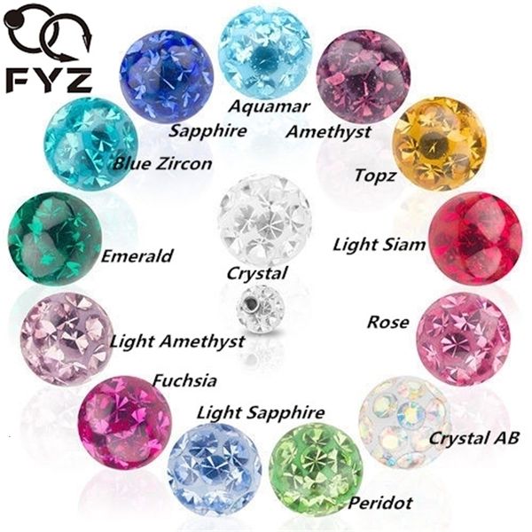 Stud Mixed 14 Farbe Edelstein Kristall Ferido Epoxy 1,2*3mm Kugel Labret Augenbraue N Ring Ersatz körper Piercing Schmuck 231020