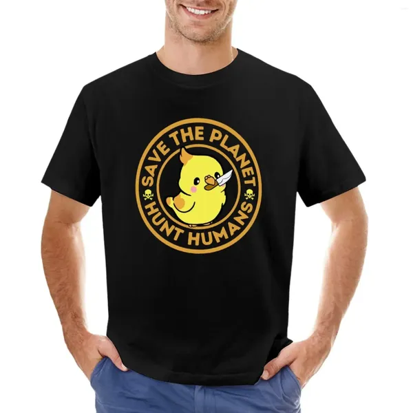 Polos masculinos salvar o planeta caça humanos camiseta preta camiseta de secagem rápida roupas estéticas roupas masculinas